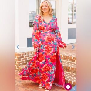 Way Too Complicated Maxi Dress, Fuchsia Multi